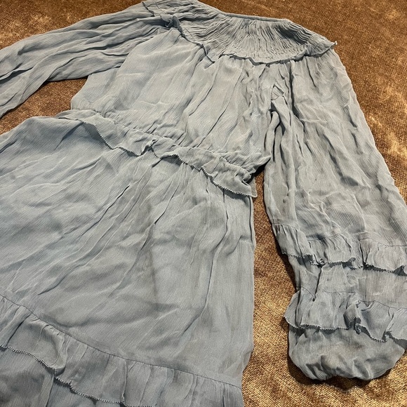 The Kooples Short Sky Blue Dress with Floaty Frills - Picture 10 of 16